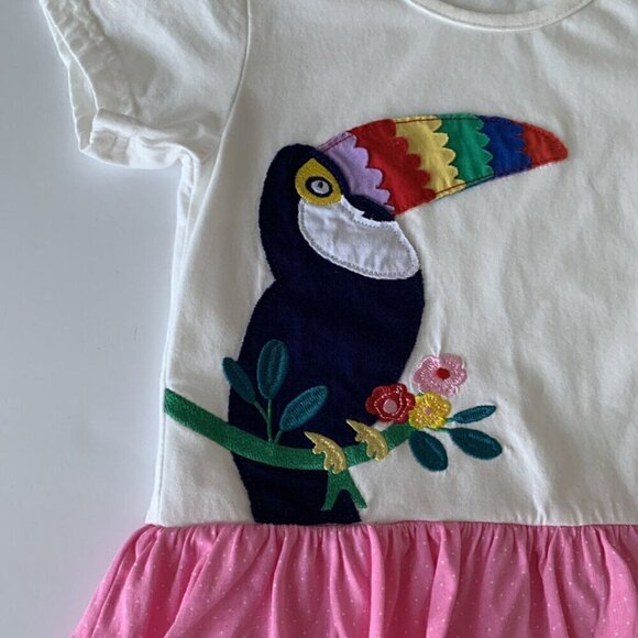 Girl Toucan Appliqué Ruffle Skirt Dress Size 130 Fits 5T - Picture 6 of 6